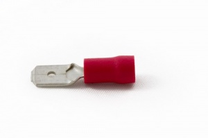 Red male spade connector 6.3mm - 100 pack (rm63)